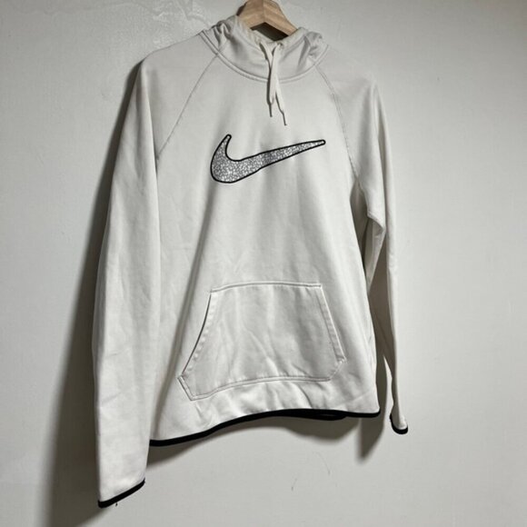 Nike Therma-Fit White Hoodie with Textured Swoosh Logo – Size M - Picture 3 of 13